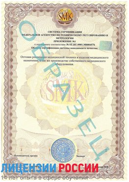 Образец сертификата соответствия (приложение) Чернышевск Сертификат ISO 13485